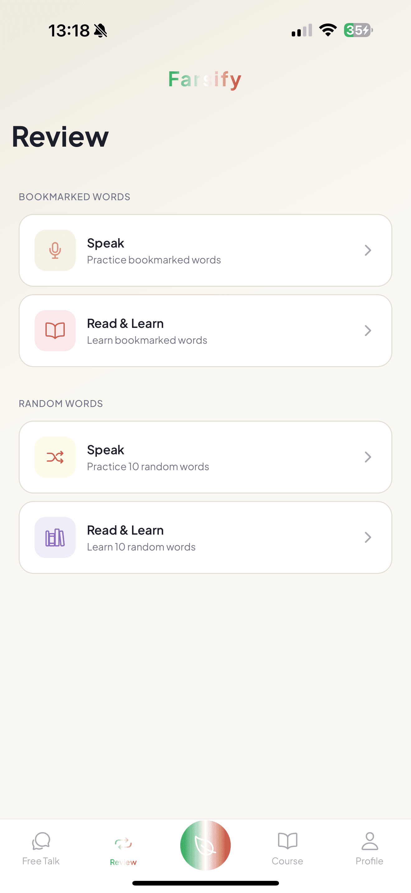 Track Farsi learning progress and review vocabulary in Farsify